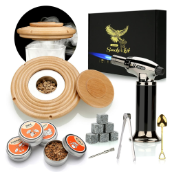 Cocktail Smoker Kit, Whisky Steine, Flambierbrenner, Vatertagsgeschenk, Old Fashioned Whiskey Smoker Drinks Kit, Cocktail Zubehör Für Getränke, Bourbon-Buche(Butan Nicht inbegriffen) Angebot bei HelloDeals