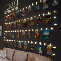 Litogo LED Fotoclips Lichterkette für Zimmer Deko, 10M 100LED Lichterkette mit 60 Klammern für Fotos Lichterkette Wand Batteriebetriebene Lichterkette Bilder für Wohnzimmer, Weihnachten, Hochzeiten Angebot bei HelloDeals