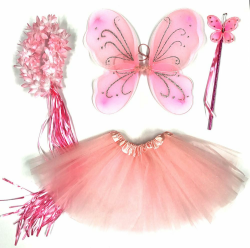 Tante Tina Schmetterling Kostüm Mädchen - 4-teiliges Mädchen Kostüm Schmetterling mit Tüllrock, Flügel, Zauberstab und Haarkranz - Rosa - geeignet für Kinder von 2 bis 8 Jahren Rosa mit Haarkranz (Farbton Kann Leicht Variieren) Angebot bei HelloDeals