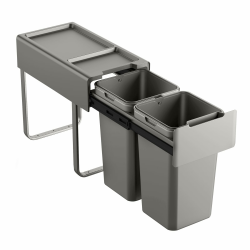 SVITA EM2x14 Einbaumülleimer 28L (2x14L) 2 Fächer mit Deckel Mülltrennsystem 2fach Küche Unterschrank Abfalleimer ausziehbar Grau Angebot bei HelloDeals