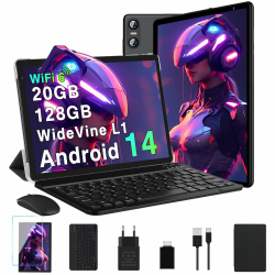 Biegedy Tablet 10 Zoll Android 14 Octa-Core,Tablet PC 20 GB RAM+128 GB ROM (TF1 TB),5G WLAN 6丨Widevine L1丨GMS丨6000mAh丨5MP+8MP丨Bluetooth 5.0丨1280 * 800丨Tablet mit Tastatur Maus Schwarz Angebot bei HelloDeals