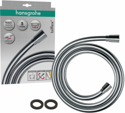 hansgrohe Isiflex - universal Duschschlauch 1,60 m, mit Verdrehschutz, flexibler Brauseschlauch mit Knickschutz, inkl. Dichtungsringe, Chrom Angebot bei HelloDeals