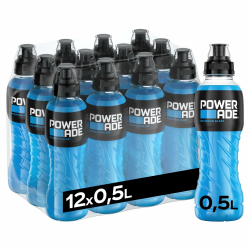 Powerade Sports Mountain Blast, kalorienarmes Sportgetränk mit Fruchtmix-Geschmack, mit Elektrolyten, Sport Drink in stylischen Einweg Flaschen (12 x 500 ml) Angebot bei HelloDeals