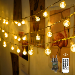 LED Lichterkette Strombetrieben,13M Lichterkette Kugel warmweiß mit Stecker für Außen und Innen,IP65 Wasserdicht Lichterketten mit Dimmbar Fernbedienung,Ideal für Zimmer,Weihnachten,Party,Garten Angebot bei HelloDeals