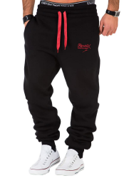 REPUBLIX Herren Sporthose Jogger Jogginghose Sweatpants Trainingshose R-0052 L Schwarz/Rot Angebot bei HelloDeals