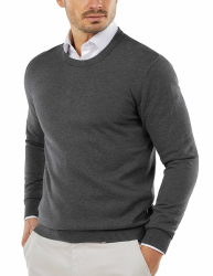 COOFANDY Herren Pullover mit Rundhalsausschnitt Strickpullover Feinstrick Winterpullover Sweater Männer Dunkelgrau L Angebot bei HelloDeals