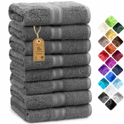 NatureMark 8er Pack Handtücher, 100% Baumwolle, 50 x 100 cm, Handtuch Set Anthrazit grau Anthrazit/Grau Angebot bei HelloDeals