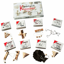 Knobelspiel Klassiker Sets - 8 Geschicklichkeitsspiele in Geschenkverpackung - incl. Lösung (Set 1) Angebot bei HelloDeals