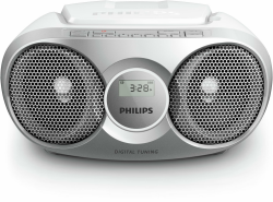 Philips Tragbarer CD Player/Digital UKW, Dynamischer Bass-Boost, Audioeingang/Radio CD, AZ215S/12, Silber Angebot bei HelloDeals
