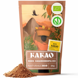NaturaleBio Kakao Pulver Bio 1 Kg. Organic Cacao Powder. Natürlich und rein aus rohen Kakaobohnen. Ungesüßt. Produziert aus der Theobroma Cocoa Pflanze. Magnesium- und Phosphor-Quelle Angebot bei HelloDeals