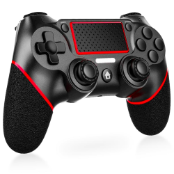Wireless Controller für PS-4, Gamepad Joystick Controller kompatibel mit P4/Pro/Slim/PC, Dual-Vibration, Audio, Hochpräzises Touchpanel, 6-Achsen-Gyrosensor, 360°-Joystick-Gamecontroller -Rot Angebot bei HelloDeals