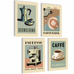 mojoliving Poster Kaffee Bilder Kaffee Bild Wandbilder Küche Kaffee Bilder für die Küche Kaffee Poster Küche Deko Poster Vintage Kaffee Geschenke 4x A4 | ohne Rahmen Set Kaffee Cappu Espresso Angebot bei HelloDeals
