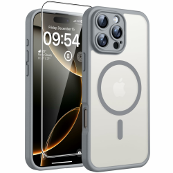 TOCOL 3 in 1 für iPhone 16 Pro Hülle für Magsafe, mit 2 Schutzglas, Vollständiger Kameraschutz Stoßfest Kratzfest Magnetisch Handyhülle für iPhone 16 Pro Case, Grau Angebot bei HelloDeals