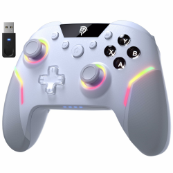 EasySMX X20 Wireless Controller PC mit RGB, Bluetooth Controller mit 2 in 1 Trigger & abnehmbare Hall Joystick & Mechanische Tasten, 6 Achsen Gyro, Kompatibel mit PC/Switch/Handy-Weiß Angebot bei HelloDeals