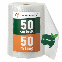 BB-Verpackungen 1x PROFI Luftpolsterfolie 0,5 x 50 m Versand, Verpackung, Umzug (1 Rolle) | 60 my stark, extrem robust, sehr leicht, 100% recycelbar Angebot bei HelloDeals