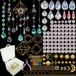 VEEKAY 400 Stück Sonnenfänger Kristall Bastelset,DIY Sonnenfänger Fenster Deko,Sonnenfänger Kristall Windspiel,Suncatcher Windspiel Basteln,Fensterdeko Hängend für Zuhause Büro Garten Outdoor Deko Angebot bei HelloDeals