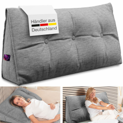 ELONEO Rückenkissen 70 cm breit, Keilkissen für Bett und Sofa geeignet, dreieckiges Lesekissen, Kissen mit abnehmbarem und waschbarem Bezug, mit praktischem Seitenfach Angebot bei HelloDeals