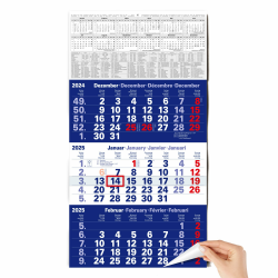 TOBJA 3 Monatskalender 2025 Wandkalender mit Schieber - "Blau" Kalender 2025 Wandkalender | FSC-zertifiziert, mit Schulferien, Feiertagen & Jahresübersicht | Großformat 56x30 cm (gefalzt!) Angebot bei HelloDeals