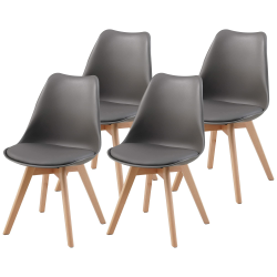Albatros Esszimmerstühle 4er Set AARHUS, Grau - Beine aus Buche Massiv-Holz, Skandinavisches Retro-Design, bequemer Schalenstuhl - Eleganter Küchenstuhl, Stuhl Esszimmer für Esstisch Angebot bei HelloDeals