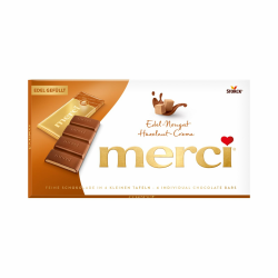 merci Tafelschokolade Edel-Nougat – 1 x 112g – Feinste Täfelchen aus Edel-Vollmilchschokolade mit Edel-Nougatfüllung (43 Prozent) Angebot bei HelloDeals