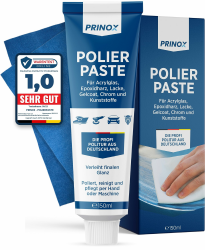 PRINOX 150ml Polierpaste inkl. Profi Poliertuch I Politur für Acrylglas, Epoxidharz, Lacke, Gelcoat gfk, Chrom & Kunststoffe I Entfernt Mattierungen & Mikro Kratzer Angebot bei HelloDeals