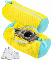 Bixury Schuhwaschbeutel Waschmaschine Schuhbeutel Waschmaschine, 2 Stück Multi Wäschesack Schuhe mit 360° Reinigungsflaum, Selbstreinigende Schuhe Waschbeutel für Waschmaschine und Trockner (Gelb) Angebot bei HelloDeals