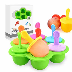Eisformen Silikon,Eisformen Kinder,7 Mulden Eisform Popsicle mit Kunststoffstäbchen,EIS am Stiel Formen,Kleine Eisbehälter,EIS Formen für Stieleis,Stieleisformer BPA Frei(Grün) Angebot bei HelloDeals