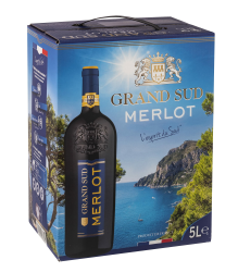 Grand Sud - Merlot aus Süd-Frankreich - Sortentypischer Trocken Rotwein - Großpackungen Wein Bag in Box 5l (1 x 5 L) Angebot bei HelloDeals