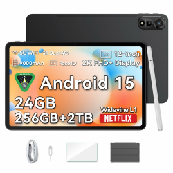 Blackview Mega2 Android 15 Tablet 12 Zoll, 24GB RAM+256GB ROM, 2K FHD Großes Display Gaming Tablet, Dual 4G LTE+5G WiFi,Octa Core T615, 9000 mAh Akuu, WideVine L1, Dual Kamera, Face ID, GPS Angebot bei HelloDeals