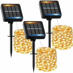 Solar Lichterkette Aussen, 3x12M 120 LED Solarlichterkette Außen Wetterfest 8 Modi IP65 Wasserdicht Solar Lichterkette Outdoor für Balcony Garten Zaun Camping Hof Party Hochzeit Angebot bei HelloDeals