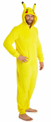 Pokemon Jumpsuit Herren, Pikachu Onesie Herren Halloween Kostüm, Fleece Onesie Damen und Overall Herren S-XXL, Jumpsuit Kuschelanzug Damen XL Gelb Angebot bei HelloDeals
