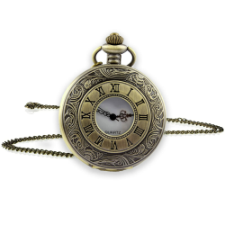 vgggrd Vintage Taschenuhr mit Kette, Römische Ziffern Silber Quarz Taschenuhr für Männer Frauen Vater Opa Geburtstag Jahrestag Weihnachten Vatertag Angebot bei HelloDeals