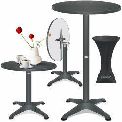 KESSER® 2in1 Stehtisch klappbar Bistrotisch 1er Set | Aluminium Edelstahlplatte | höhenverstellbar 70cm / 115cm | Partytisch Tisch Ø 80cm | In- & Outdoor | Empfangstisch | Klapptisch Anthrazit Angebot bei HelloDeals