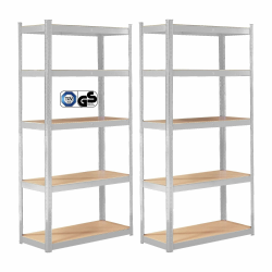 Arebos 2er Set Schwerlastregal 180 x 90 x 40 | 875kg Tragkraft | 0,63 mm | 5 verstellbare MDF-Platten Regal Lagerregal Kellerregal Steckregal Werkstattregal verzinkt Angebot bei HelloDeals