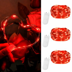 Dalugo Lichterkette Batterie Valentinstag 2m 20 LED Rot Lichterkette mit Batterie, Mini Rote Lichterkette für Tüllrock, Hochzeitstag, Schlafzimmer [3 Stück] Angebot bei HelloDeals