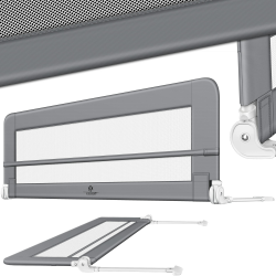 KESSER® Bettgitter 150 cm Bettschutzgitter Kinderbettgitter für Kinder Babybettgitter Klappbar, Tragbar, Kinderbett Kinderbettschutzgitter Rausfallschutz, Bett & Elternbett hoch: 42 cm, Hellgrau Angebot bei HelloDeals