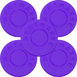 300 Pfandmarken Wertmarken Durchmesser 30mm Farbe Lila mit beidseitiger Aufschrift "Wertmarke" - Eventmarken Chips Jeton Token Angebot bei HelloDeals