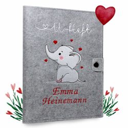 Cozy Racoon U-Heft- und Impfpasshülle aus Filz mit Personalisierung/mit Name | 3- teiliges Set | Hochwertige Hülle für Untersuchungsheft, Impfpass und Versichertenkarte Deines Kindes |Design Elefant Angebot bei HelloDeals