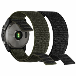 YOOSIDE 22mm Loop Nylon Armband für Garmin EPIX Pro 47mm / Fenix 6 / Fenix 5 / Fenix 7, Ultraleichtes Schnell Trocknen Schleife Waschbar Uhrenarmband für Forerunner 955,Instinct 2 (Schwarz Grün) Angebot bei HelloDeals