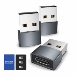 Syntech Adapter USB C auf USB (3er-Pack) [Aluminiumgehäuse,hohe Stabilität] Kompatibel mit AirPods 3,iPad Mini/Air, iPhone 16/15/14/13 Pro Max, Apple Watch Series 9/8/7 usw Angebot bei HelloDeals