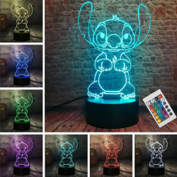 ZTZK Stitch Lampe, 3D LED Stitch Nachtlicht intelligente Fernbedienung Tischlampe 16 Farben für Weihnachten Stitch Geschenk Kinderzimmer Dekoration Angebot bei HelloDeals
