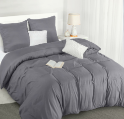 Utopia Bedding Bettwäsche 155x220 - Mikrofaser Bettbezug 155x220 cm + 2 Kissenbezüge 80x80 cm - Grau Angebot bei HelloDeals