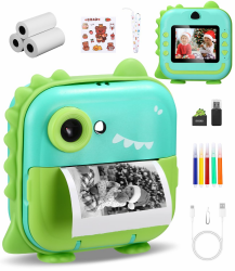 Kinderkamera Sofortbildkamera, Digitalkamera für Kinder,mit 1080P HD-Bildschirm, 32GB TF-Karte, 5 Farbstiften und USB-Kartenleser,für Kinder von 3-12 Jahren (‎Blue and Green, ‎17.4 x 15.8 x 6.1) Angebot bei HelloDeals