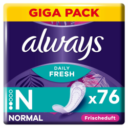 Always Dailies Slipeinlagen Damen Fresh & Protect Normal (76 Binden), Giga Pack, mit dezentem Duft, atmungsaktiv, flexibel und komfortabel mit saugfähigem Kern Angebot bei HelloDeals