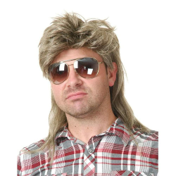 Männer Blonde Vokuhila 80er Mullet Perücke Herren Lang Synthetische Haare Cosplay Halloween Kostüm Party Beweig Angebot bei HelloDeals