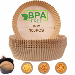 AiQInu Backpapier für Heißluftfritteuse, Airfryer Backpapier Rund 16cm 100 Stück BPA-frei Wasserdicht Ölfest Pergamentpapier Liner Airfryer Zubehör für Heißluftfritteuse Ofen Mikrowelle Angebot bei HelloDeals