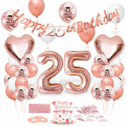 Luftballon 25. Geburtstag Roségold, Geburtstagsdeko 25 Jahr, Ballon 25. Geburtstag, Riesen Folienballon Zahl 25, Happy Birthday Folienballon 25, Ballon 25 Deko zum Geburtstag Frauen Angebot bei HelloDeals