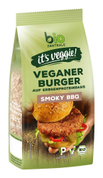 biozentrale Veganer Burger Smoky BBQ 170 g ca. 4 Burger, vegane Fleisch-Alternative aus Erbsenprotein, hoher Proteingehalt, ohne Soja, zum Braten und Grillen Angebot bei HelloDeals