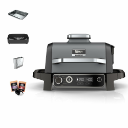 Ninja Woodfire Electric BBQ Grill & Smoker & Air Fryer, 7-in-1 Outdoor BBQ Grill, Air Fry, Smoke, Roast, Bake and more, Weather Resistant, Non-Stick, Portable, Electric, Grey/Black OG701EU Angebot bei HelloDeals
