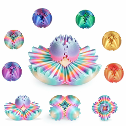 Gear Ball 3D gedrucktes Fidget Spielzeug Drehbare Zahnradkugel Stressabbau Schreibtischspielzeug Erwachsene und Kinder Geschenk für Weihnachten Wichteln (Glänzender Regenbogen, Durchmesser: 6,5 cm) Angebot bei HelloDeals
